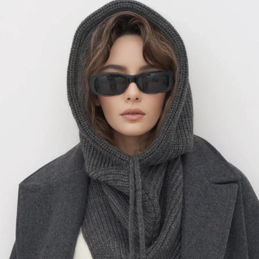 Women's Winter Knit Balaclava Hood & Neck Warmer