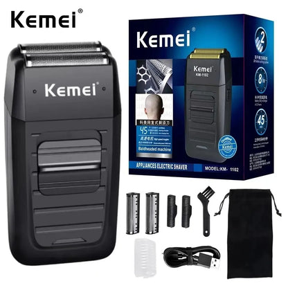 Kemei KM-1102 Electric Shaver Twin Blade Reciprocating Cordless Beard Razor