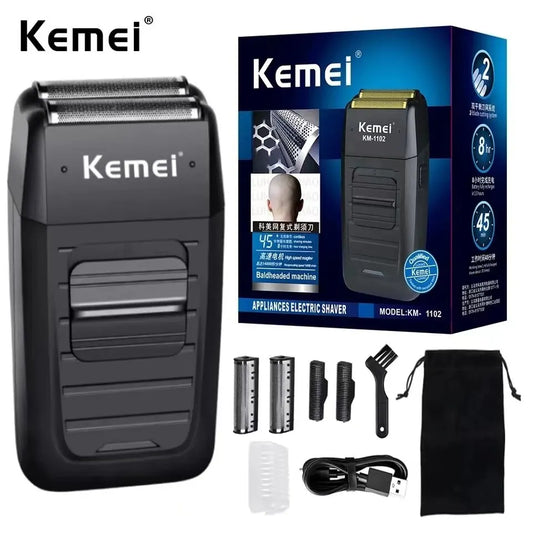 Kemei KM-1102 Electric Shaver Twin Blade Reciprocating Cordless Beard Razor
