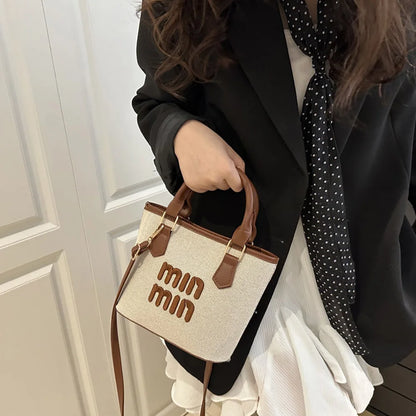Straw Crossbody Handbag for Women – Casual Woven Tote Bag
