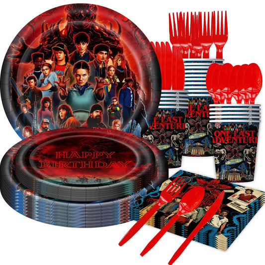 Stranger Things Birthday Party Supplies Set – Plates, Cups, Napkins & More