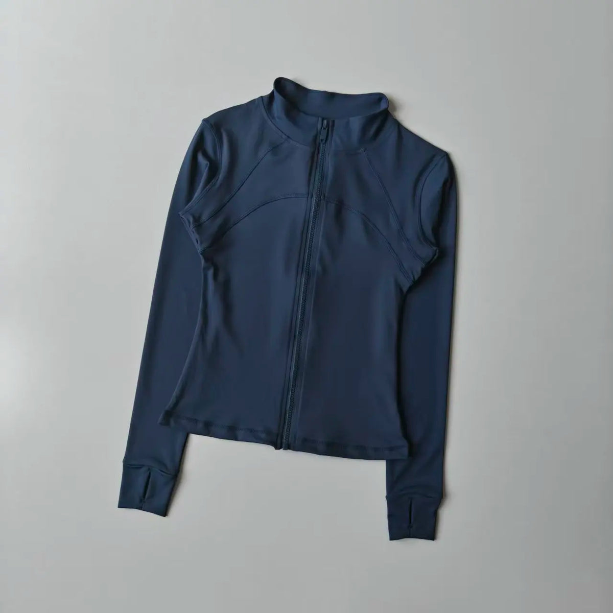 Women's Zip-Up Athletic Jacket with Stand Collar & Thumb Holes