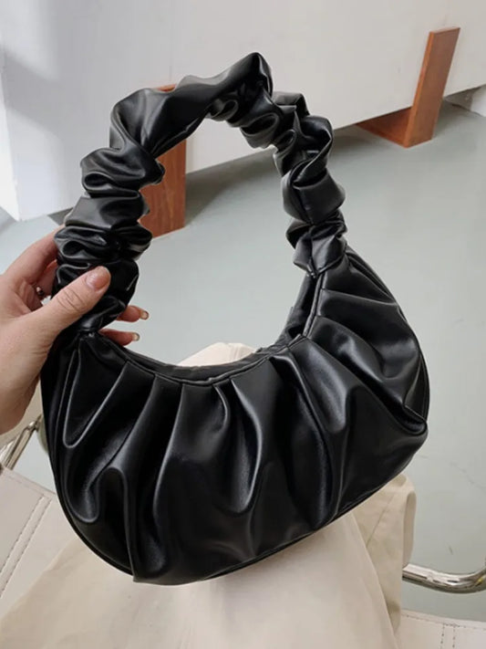 Pleated Cloud Shoulder Bag for Women – PU Leather Dumpling Handbag