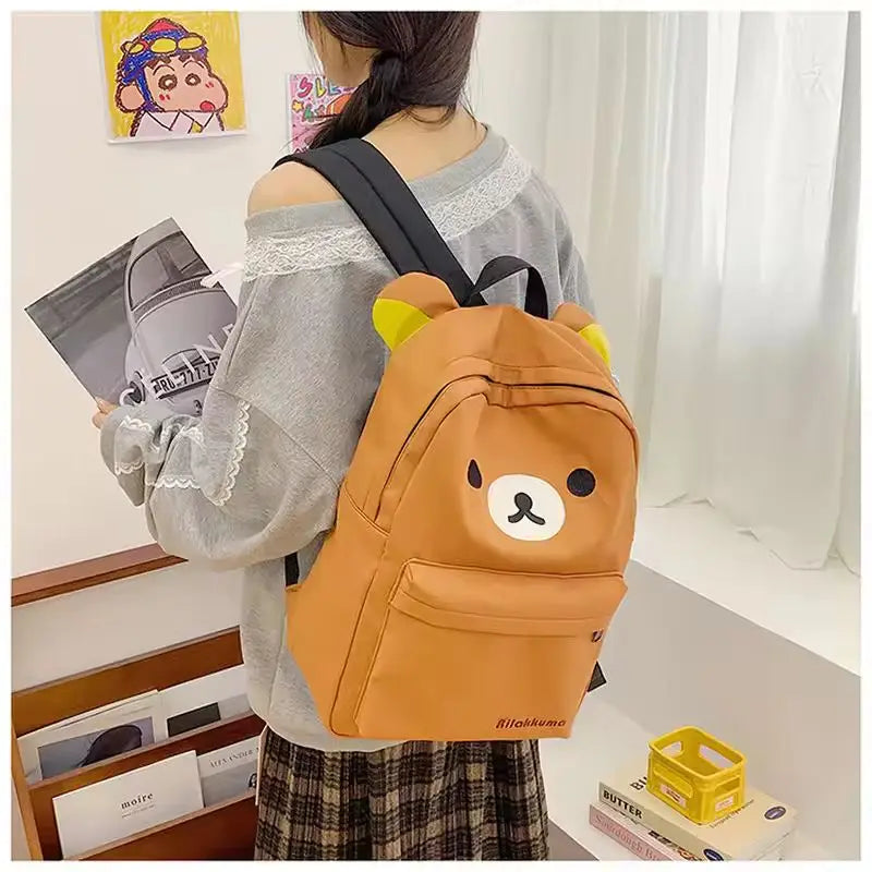 Rilakkuma Korilakkuma Embroidered Waterproof School Backpack