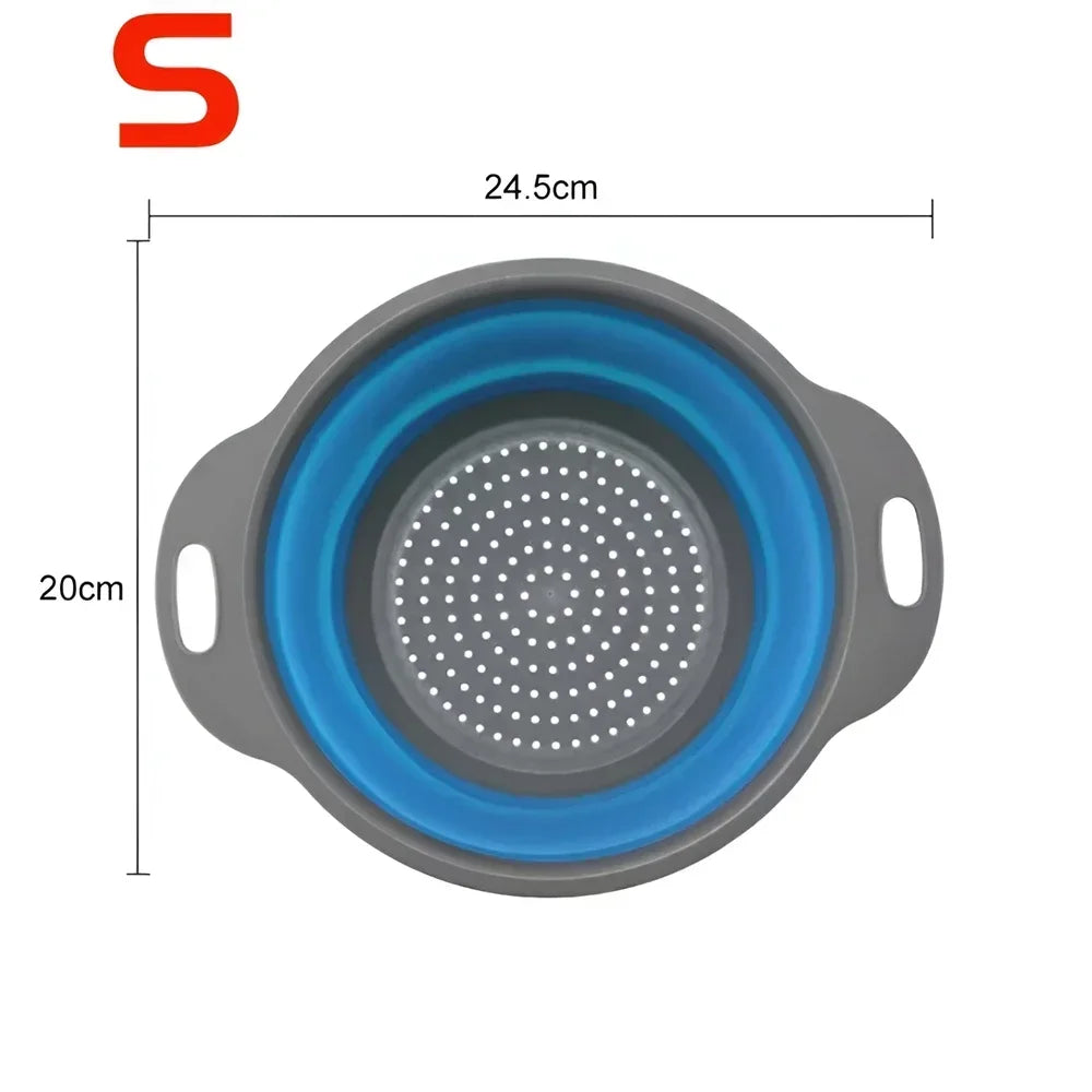 Collapsible Silicone Colander – Foldable Kitchen Strainer Basket