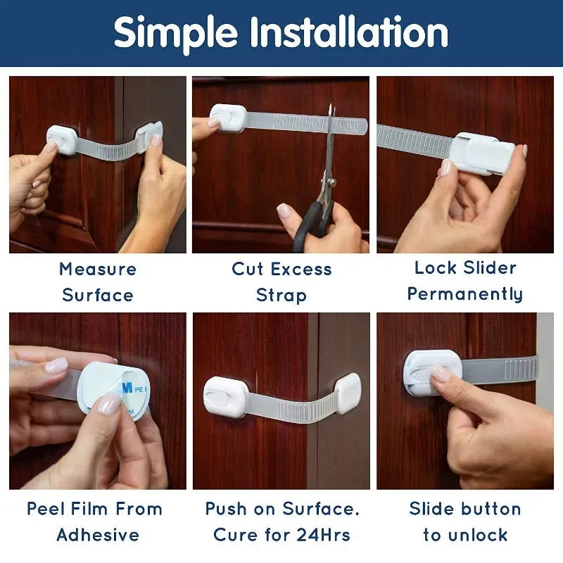 Baby Safety Cabinet Locks – Adhesive Child Proof Drawer & Door Latches