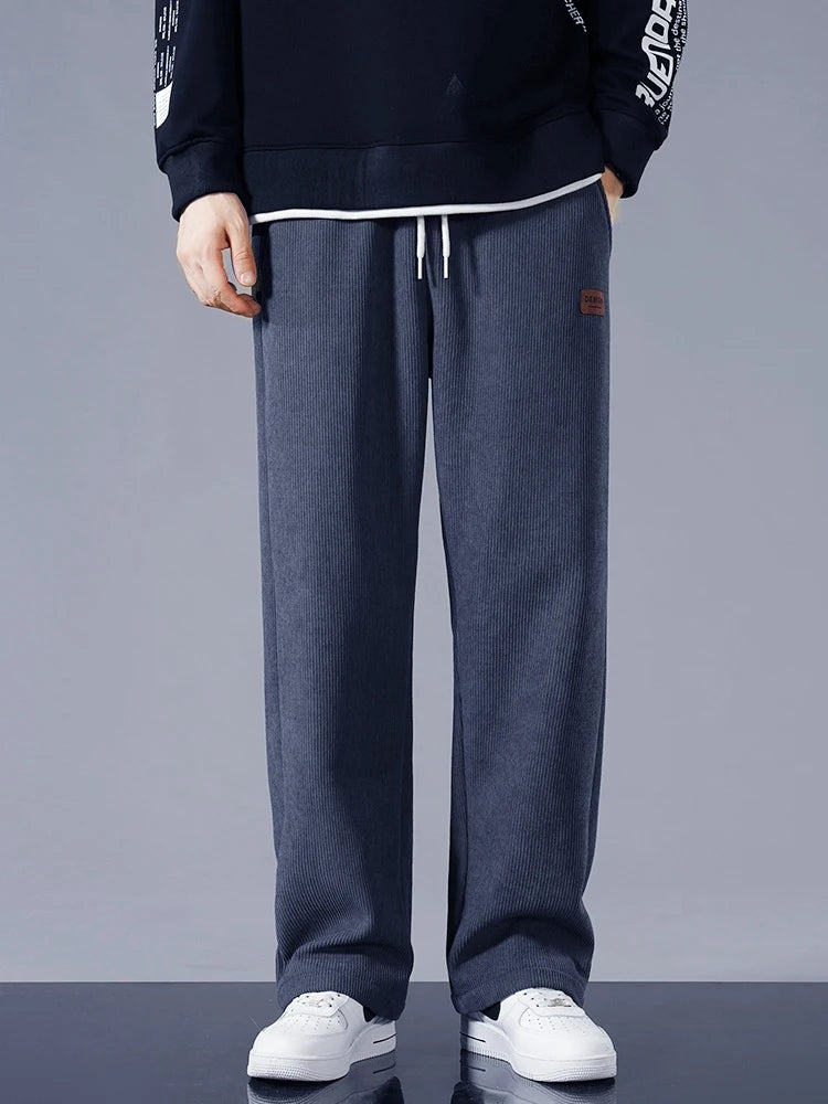 Men's Fleece-Lined Corduroy Sweatpants – Warm Straight Leg Track Pants