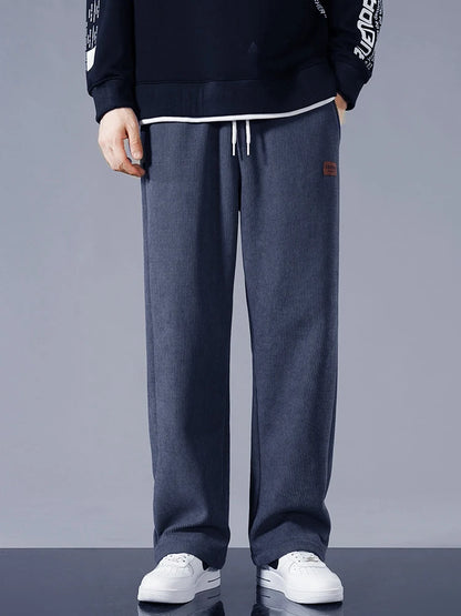 Men's Fleece-Lined Corduroy Sweatpants – Warm Straight Leg Track Pants