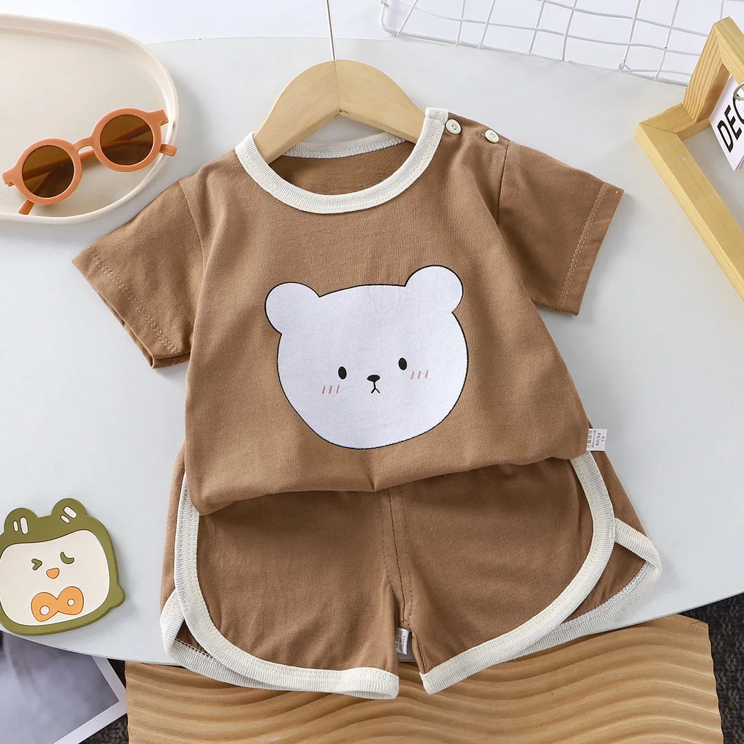 Kids Summer Cartoon Cotton T-Shirt & Shorts Set – 2 Piece Outfit