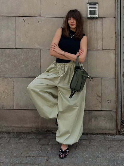 Women's Wide Leg Lantern Pants – Loose Cotton Casual Trousers