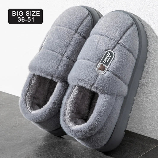 Plush Wrap-Heel Slippers – Unisex Fleece-Lined House Shoes, Sizes 36–51
