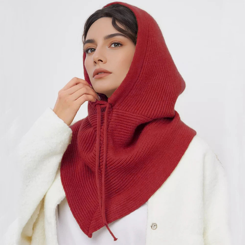 Women's Winter Knit Balaclava Hood & Neck Warmer
