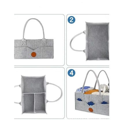 Felt Baby Diaper Caddy Organizer – Large Capacity Storage Bag