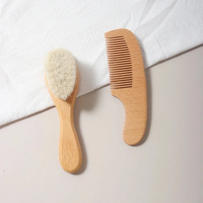Baby Beech Wood Comb & Brush Set – 2 Piece Gift Set