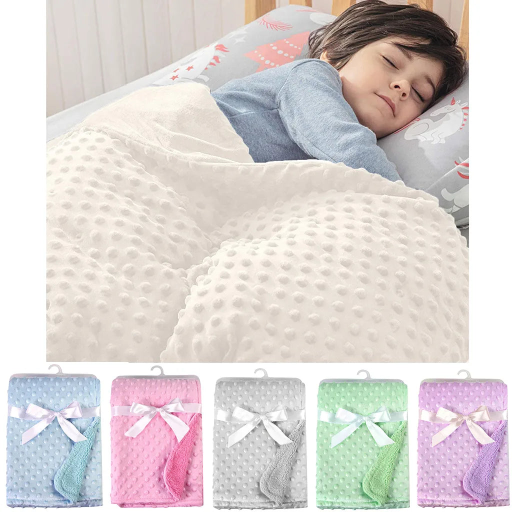 Baby Blanket Soft Minky Dot Fleece – Newborn Swaddle Wrap