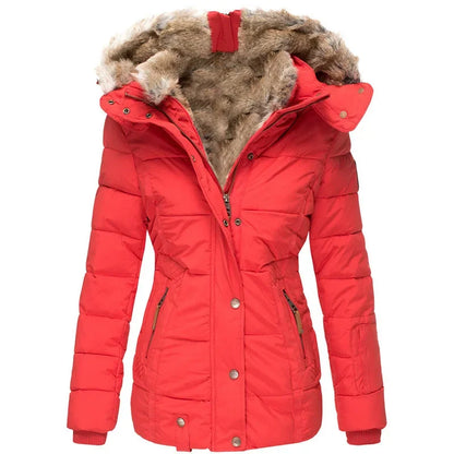 Women's Quilted Puffer Parka – Faux Fur Hood Winter Coat