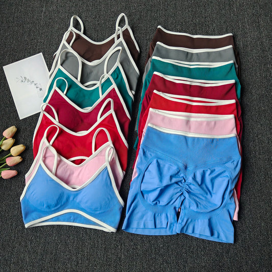 Women's Seamless Yoga Set | Padded Sports Bra & Scrunch Shorts