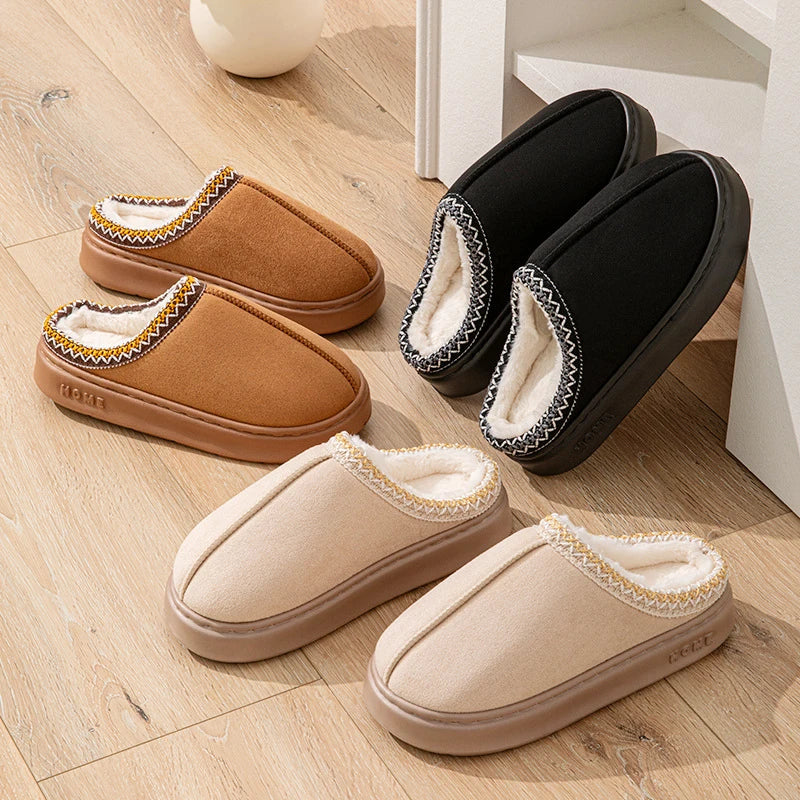 Women's Fuzzy Plush Slippers – Warm Indoor Mules