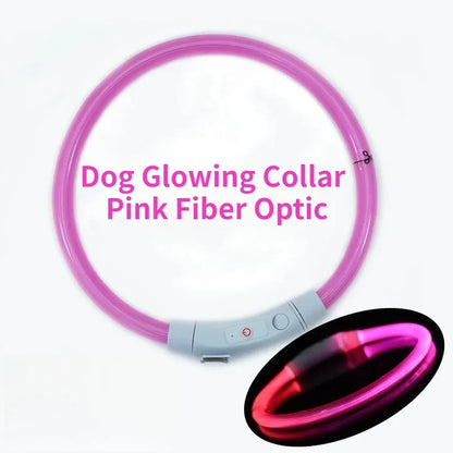 Fiber Optic Dog Collar – USB Rechargeable, Glowing Night Safety