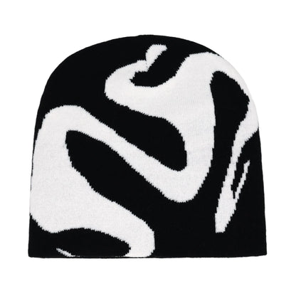 Y2K Letter Print Knit Beanie Hat – Unisex Winter Cap