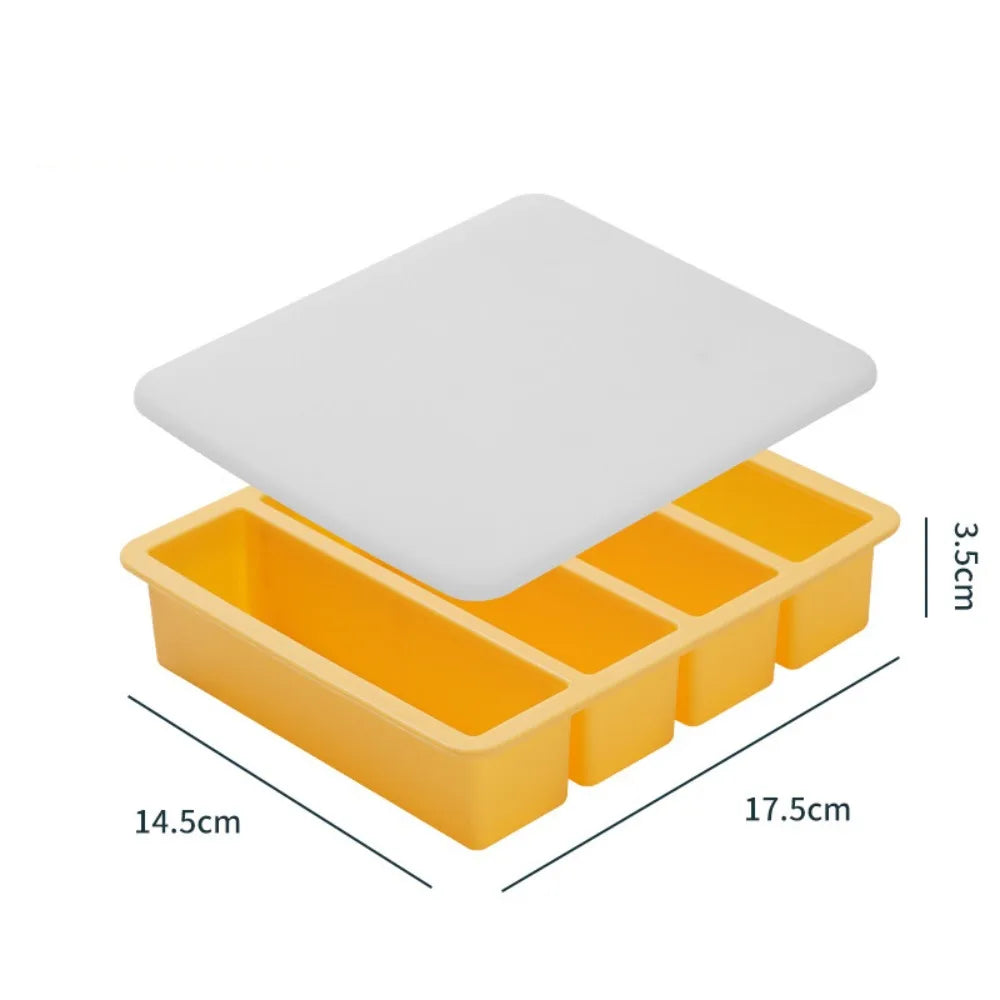 Silicone Freezer Tray 4-Grid Extra Large Sauce & Food Storage Mold