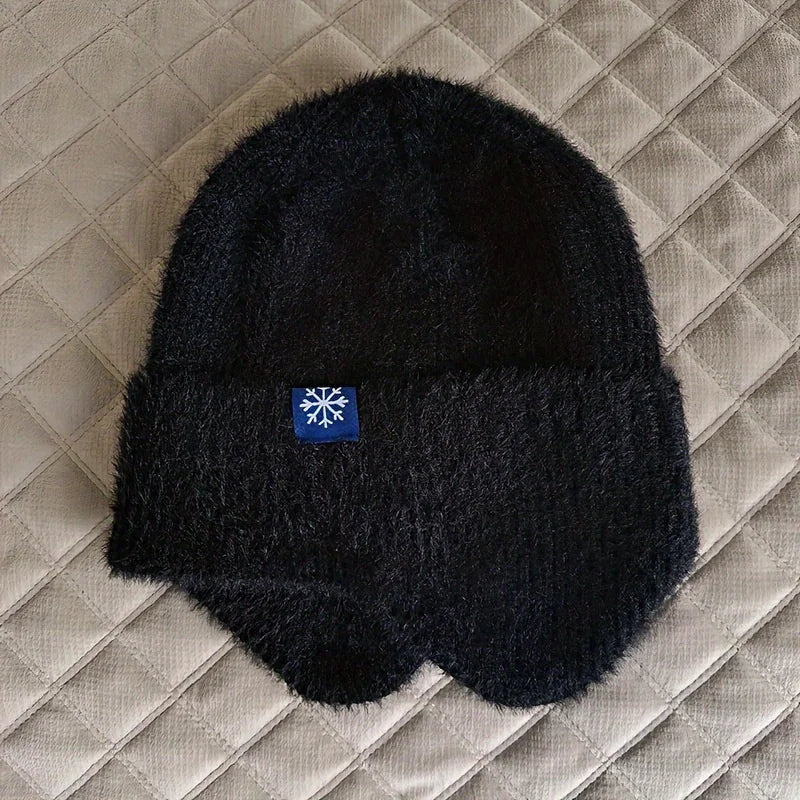 Earflap Beanie Hat – Women's Faux Fur Knit Winter Cap