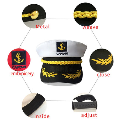 Captain Sailor Hat – Unisex Yacht Admiral Cap for Parties & Costumes