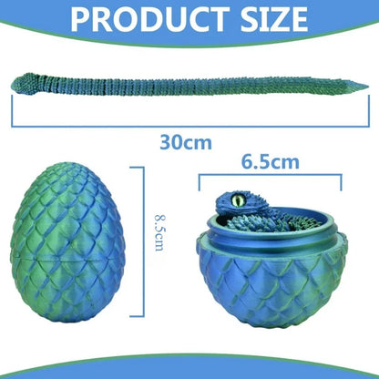3D Printed Articulated Snake with Egg – Flexible Fidget Toy