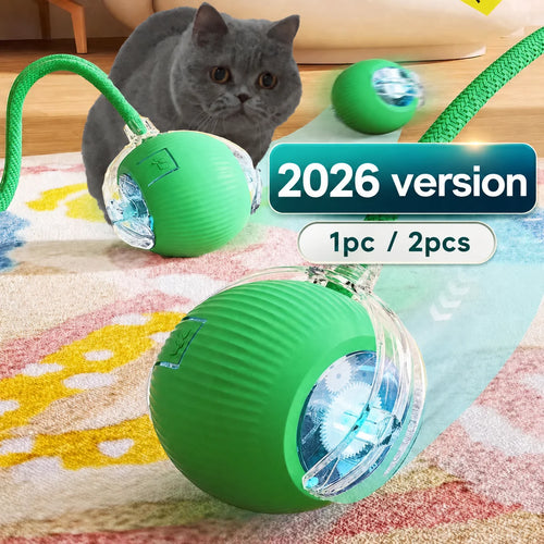 Smart Automatic Rolling Cat Ball Toy – Rechargeable with LED Light & Tail