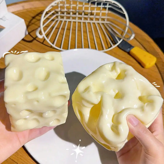 Squishy Cheese Block Fidget Toy – Moldable Slow Rising Stress Ball
