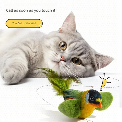 Electric Bird Cat Toy – Interactive Chirping Plush Bird with String
