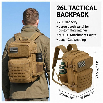 26L Tactical Backpack – MOLLE Hiking & Outdoor Rucksack