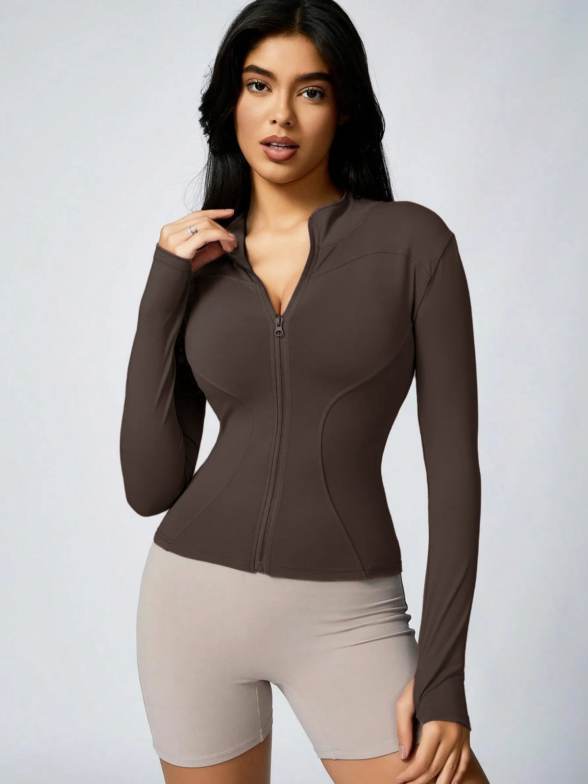 Women's Zip-Up Turtleneck Sports Jacket – Slim Fit