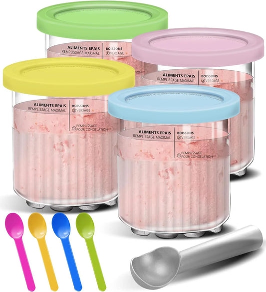 Ninja Creami Replacement Pints & Lids – 4-Pack Ice Cream Containers