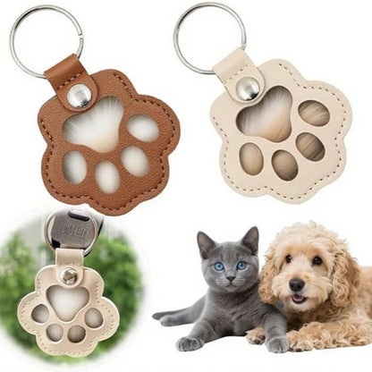 Pet Paw Leather Keychain – Memorial Keepsake for Dog & Cat Lovers