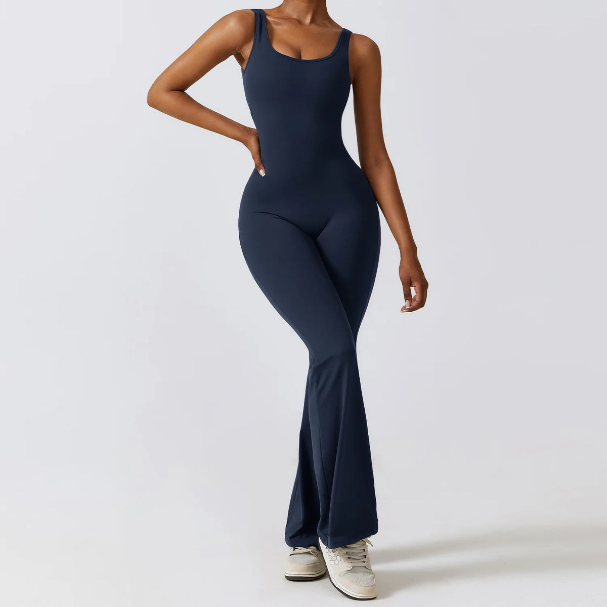 Women's Yoga Jumpsuit – Flare Leg Fitness Romper, Push Up