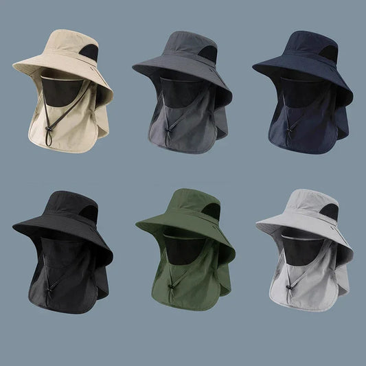 UV Protection Sun Hat with Face Cover – Outdoor Bucket Hat for Men & Women