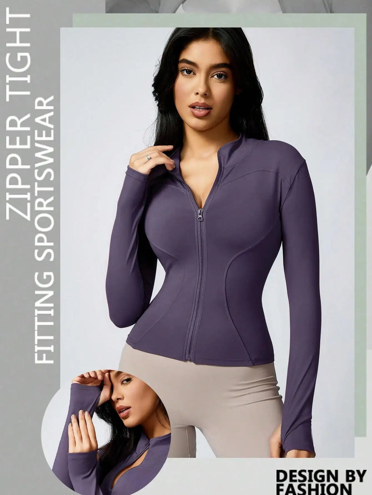 Women's Zip-Up Turtleneck Sports Jacket – Slim Fit