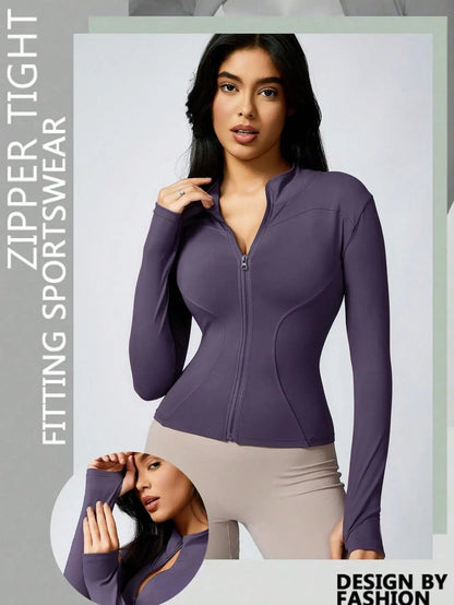 Women's Zip-Up Turtleneck Sports Jacket – Slim Fit