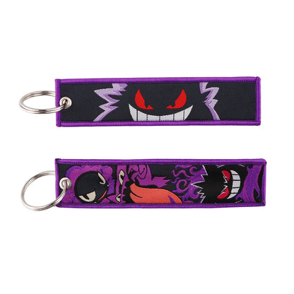 Anime Embroidered Jet Tag Keychain – Cute Cartoon Key Ring