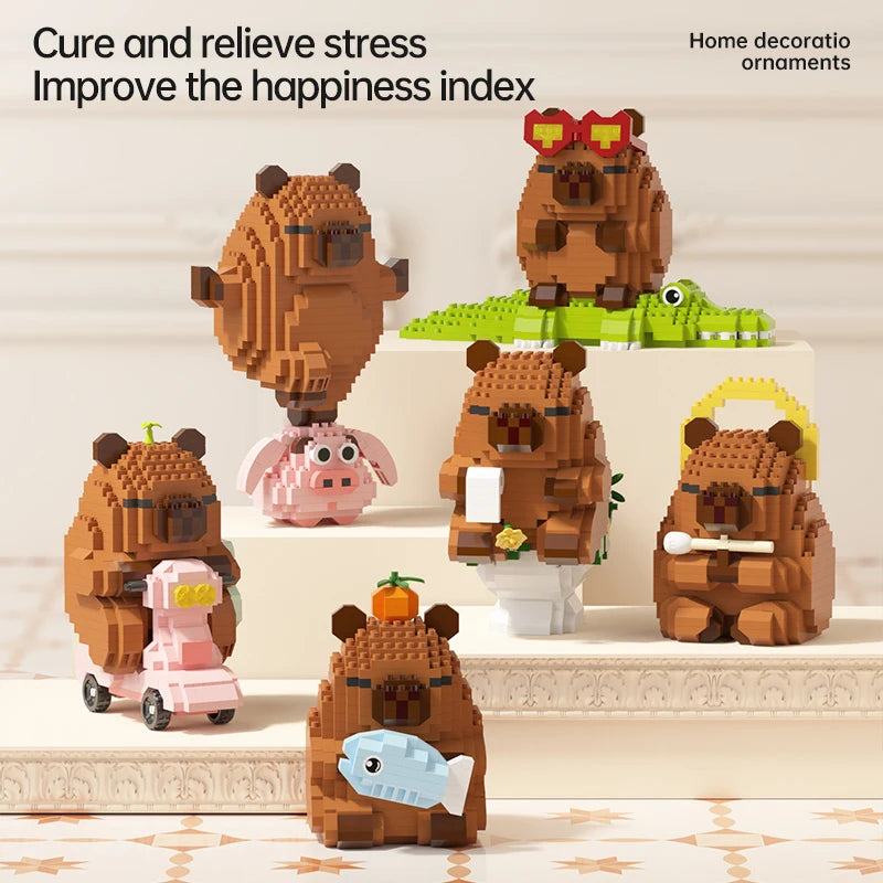 Capybara Mini Building Blocks Figure – Cute Desk Decor Collectible Toy