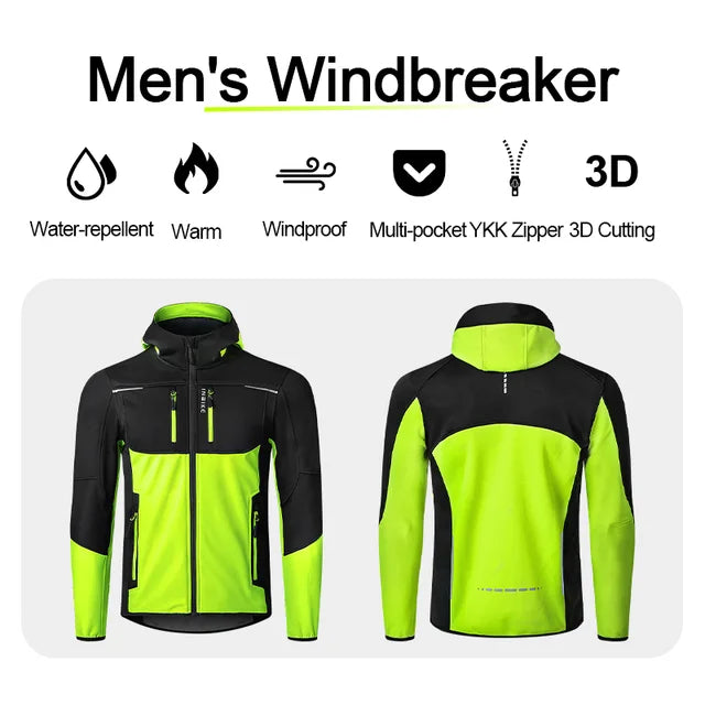 Men's Winter Cycling Windbreaker Jacket with Hood