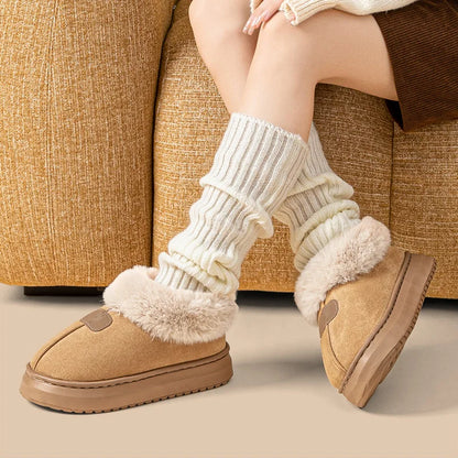 Fur-Collar Winter Slippers – Plush Lined Ankle Slipper Boots for Men & Women