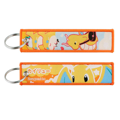Anime Embroidered Jet Tag Keychain – Cute Cartoon Key Ring