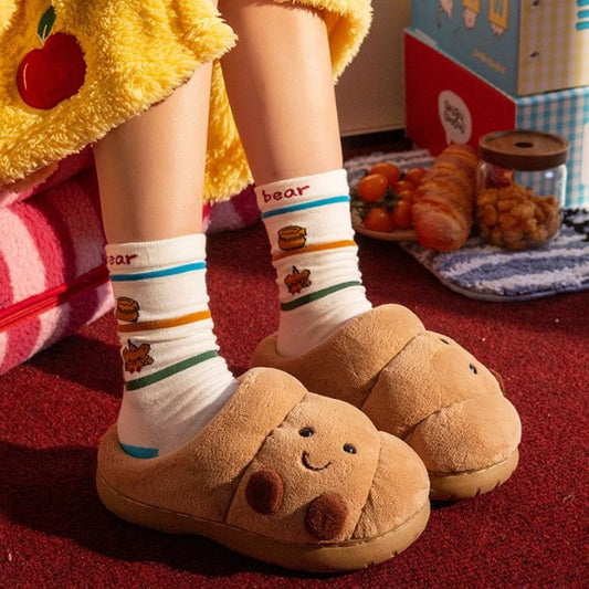 Cute Bear Fluffy Slippers – Women & Men Winter House Shoes