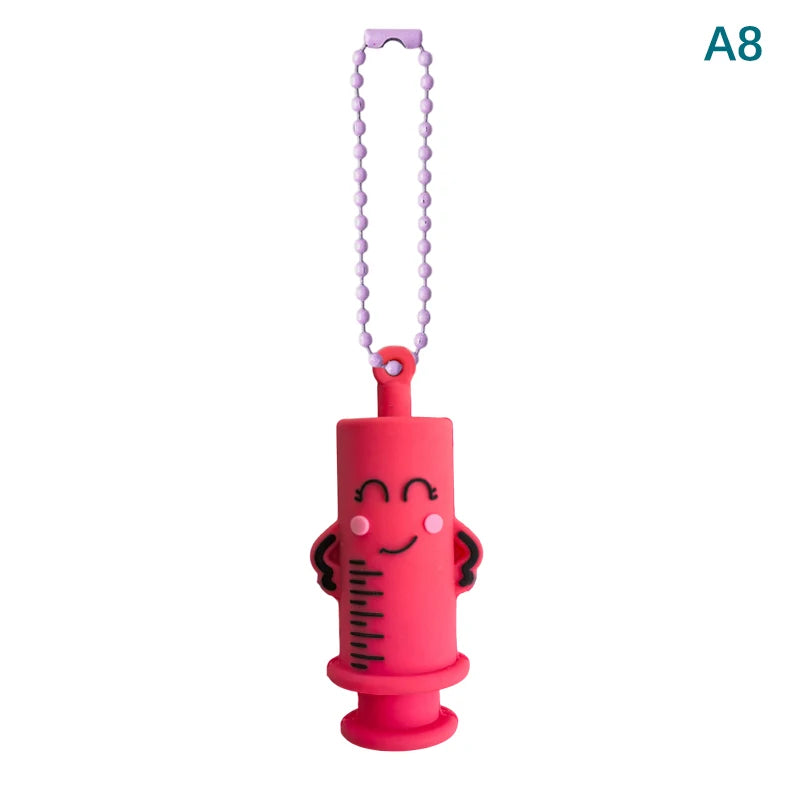 Ampoule Bottle Opener Keychain – Cute Nurse & Doctor Character, Syringe Vial Cutter