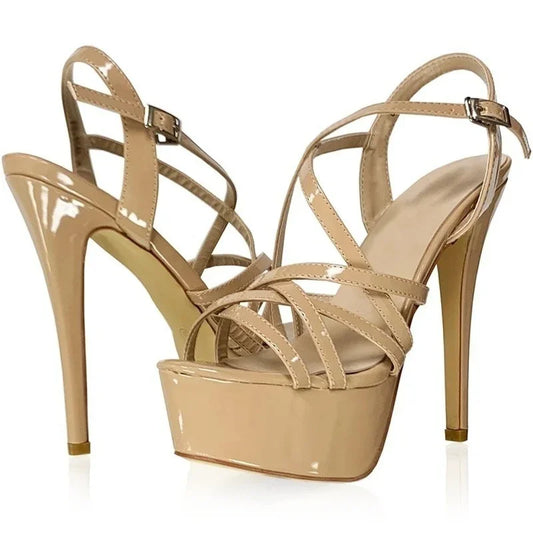 Platform Stiletto Sandals – Strappy High Heel Open Toe Women's Shoes