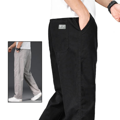 Men's Casual Relaxed Fit Cotton Pants – Elastic Waist Drawstring, Big & Tall Sizes