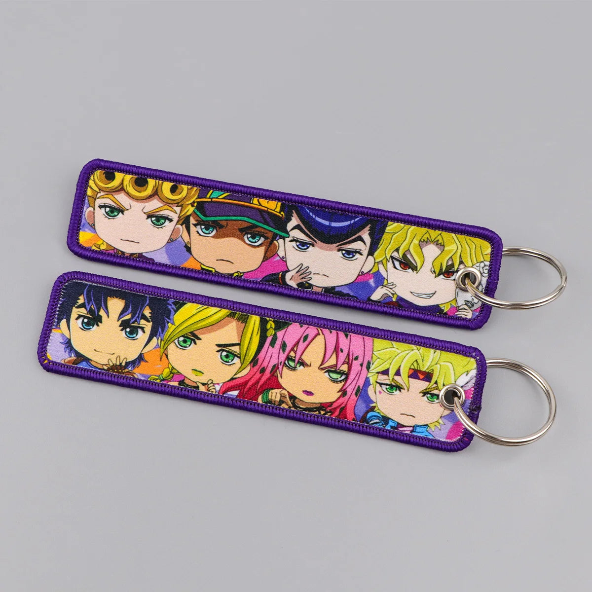 Anime Embroidery Keychain Tag – Cartoon Character Key Ring for Motorcycle, Car & Backpack