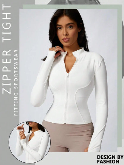 Women's Zip-Up Turtleneck Sports Jacket – Slim Fit